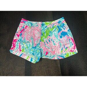 Lilly Pulitzer The Callahan Shorts Lets Cha Cha Multicolored‎ Size 0 Blue / Pink